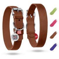 Leather Dog Collar Large Dogs 15–20 in Neck x 1 in Wide Brown