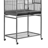 53.7'' H Rolling Bird Cage W/ Stand for Conures Parakeets Cockatiels,Black - BIG FRENCHIES