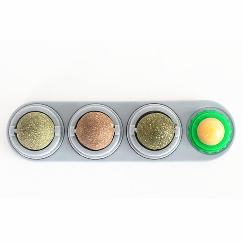 4 In 1 Rotating Catnip Silver Vine Ball Teeth Cleaning Acne Prevention Digestive Health Wall Stick On Toy Edible Safe Ma