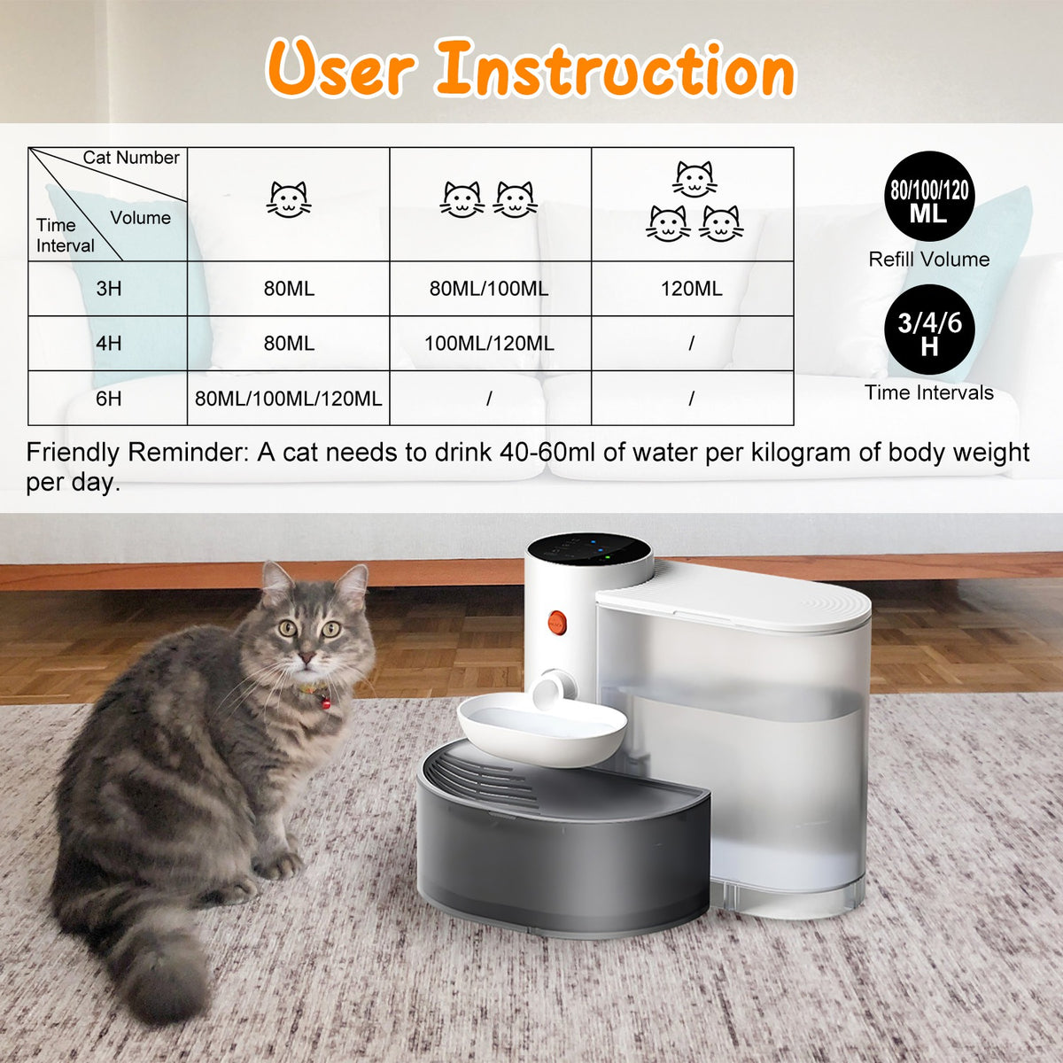 1Pc Smart Pet Water Fountain Automatic Cat Water Dispenser 3L Cordless Rechargeable Dog Water Fountain Self-Refill With 