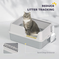 Stainless Steel Cat Litter Box with Lid with Scoop, High Sided, Non-Stick, & Anti-Urine Leakage, Easy Cleaning
