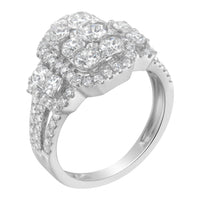 14K White Gold 2 1/4 Cttw Diamond Cocktail Cluster Ring (G-H Color, SI2-I1 Clarity) - Size 7