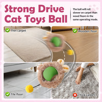 Interactive Toys Ball For Cats, Dog,Agile Moving Cat Ball ,Motion Activated Automatic Moving Ball With Lights,with Fluff