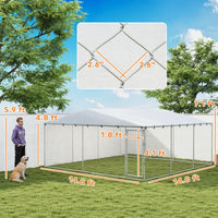 7' Dog Kennel Outdoor For Small Medium Large Dogs With Waterproof Roof, Silver Multiple Packages