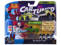 1969 Pontiac GTO Purple Metallic and 1967 Chevrolet C10 Pickup Truck Green Metallic "Custom Shop" 2 Car Set Diecast Model Cars by CarTuned