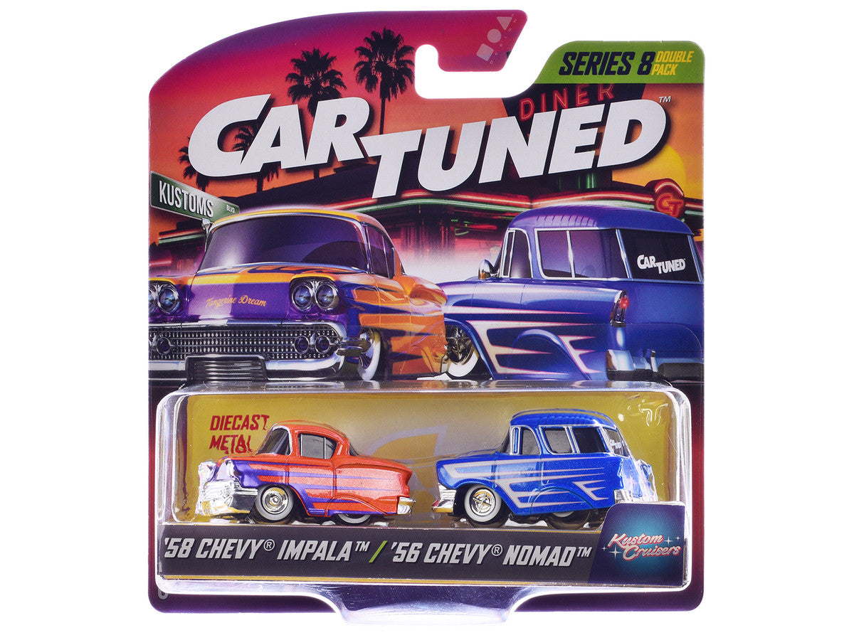 "Kustoms" Double Pack Series 8 Set of 4 Cars Diecast Model Cars by CarTuned