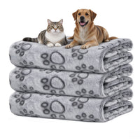 3 PackPet Blanket, Soft Plush Paw Print Dog Blanket Washable, Warm Fleece Cat Blanket For Large Medium Dogs, Sofa Couch 