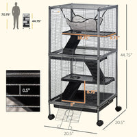 Metal Small Animal Cage Rolling Big Ferret Cage, Chinchilla Cage, Sugar Glider Cage, With Hammock & 4 Tiers, Removable T