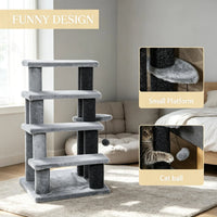 Cat Tree Tower with Cat Stair Steps, Scratching Post and Hanging Play Ball, for High Bed, Sofa, Indoor and Outdoor