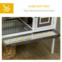 Wood Rabbit Hutch, Elevated Guinea Pig Cage with Run, Coffee