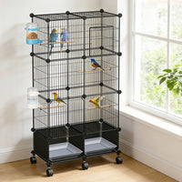 1Pc 46in Bird Cage Spacious Indoor Pet Bird House With 4 Wooden Perches 2 Slide-Out Tray 2 Water Bottle Feeder Lockable 