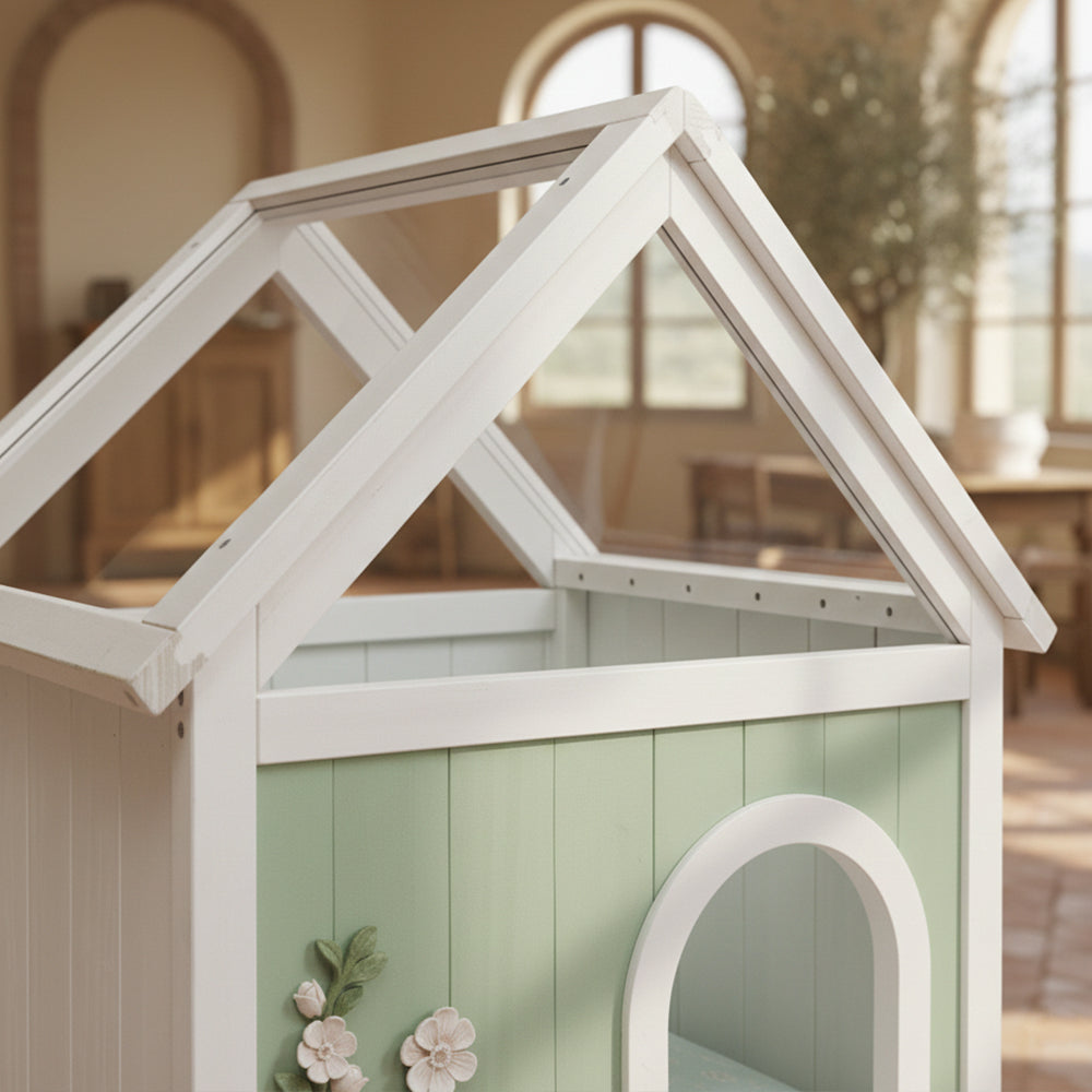 SAGE FSC-Certified Cedar Indoor Cat House with Clear Acrylic Roof – Wooden Pet House for Small Cats & Dogs