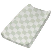 Leaf Green Checkered Changing Pad Cover
