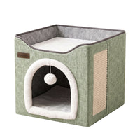 Arched Cat Bed In Green And Gray Color