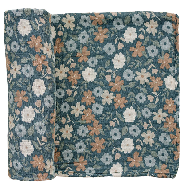 Midnight Floral Muslin Swaddle Blanket - BIG FRENCHIES