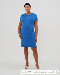 Short Sleeve Knit Maternity Dress with Playful Hem Detail - BIG FRENCHIES