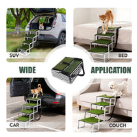 Foldable Dog Ramp For Cars, SUVs, Trucks, Portable Pet Dog Stairs For Large Dogs With Non-Slip Surface Reinforced Design