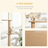 Floor-to-Ceiling Cat Tree Climbing Tower with Sisal-Covered Scratching Posts Natural Cat Tree Activity Center for Kitten