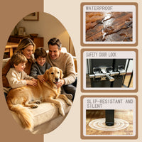 Vintage wood grain dog cage edge,360 degree rotating bowl with safety grade soft silicone material