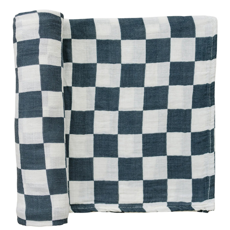 Charcoal Checkered Muslin Swaddle Blanket - BIG FRENCHIES