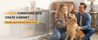 Wooden Dog Crate Furniture, Large Dog Kennel with Storage Top, Indoor Pet Cage