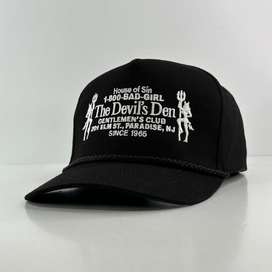 The Devils Den Gentlemen’s Club Hat Black Rope Custom Embroidered