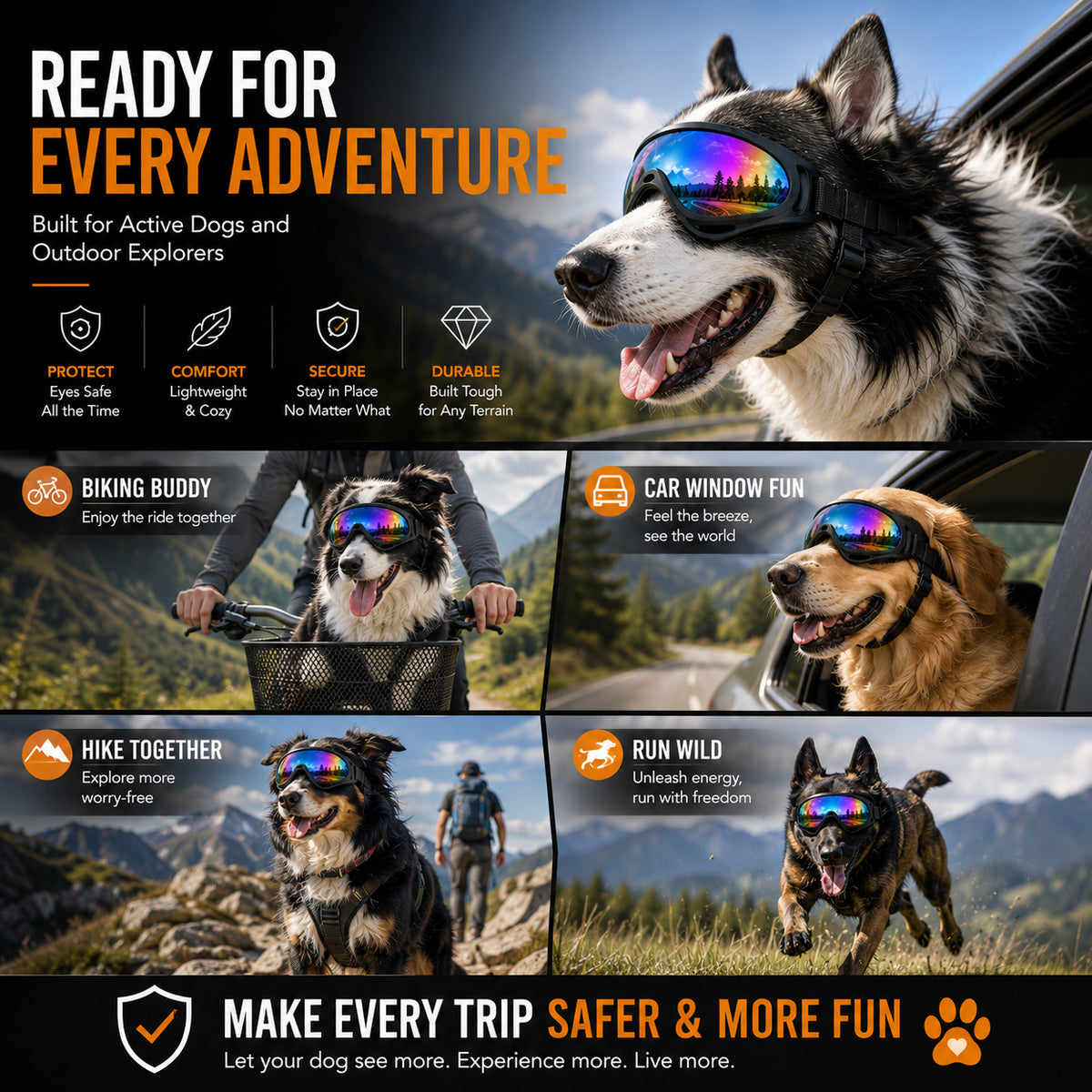 Dog Goggles For Medium & Large Dogs
