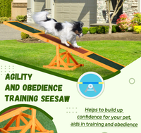 Wooden Dog Agility Seesaw, Training And Exercise Equipment, Weather Resistant, 71 L, Natural