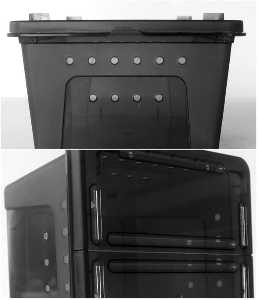 Portable Reptile Terrarium Habitat for Mini Pet Houses Breathable Holes Stackable Container (Black-M) - BIG FRENCHIES