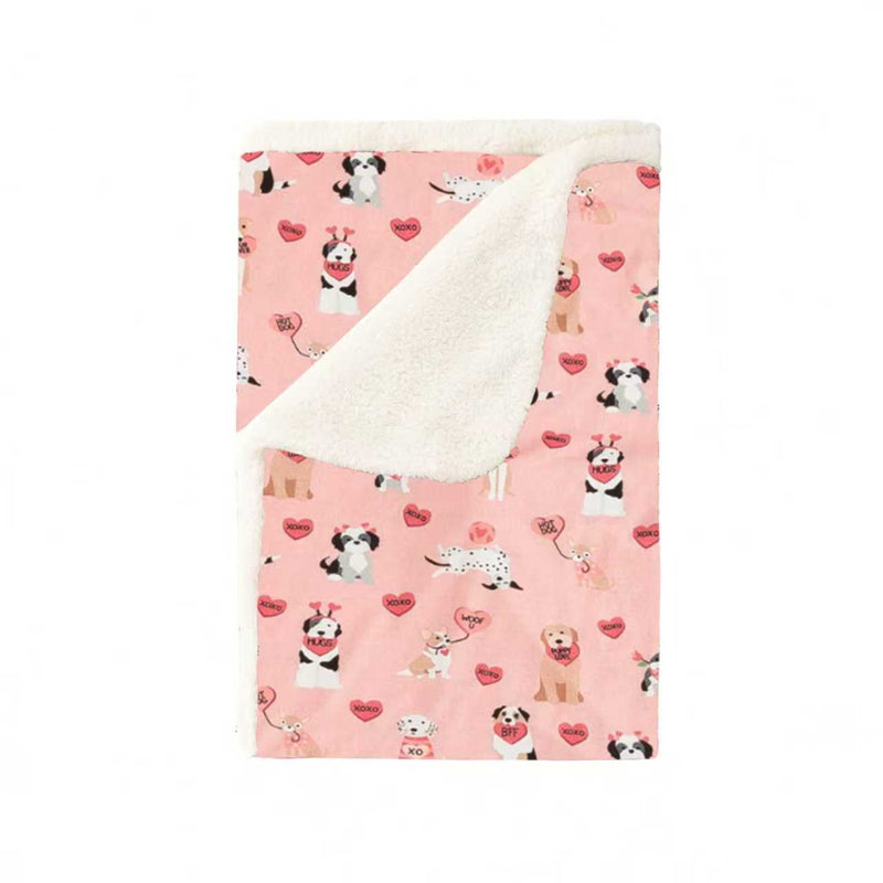 Pups & Kisses (Dream Luxe Blanket) - Pink - BIG FRENCHIES
