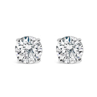 14K White Gold 1.0 Cttw Round Brilliant Cut Lab Grown White Diamond 4-Prong Classic Solitaire Stud Earrings (F-G Color, VS1-VS2 Clarity)