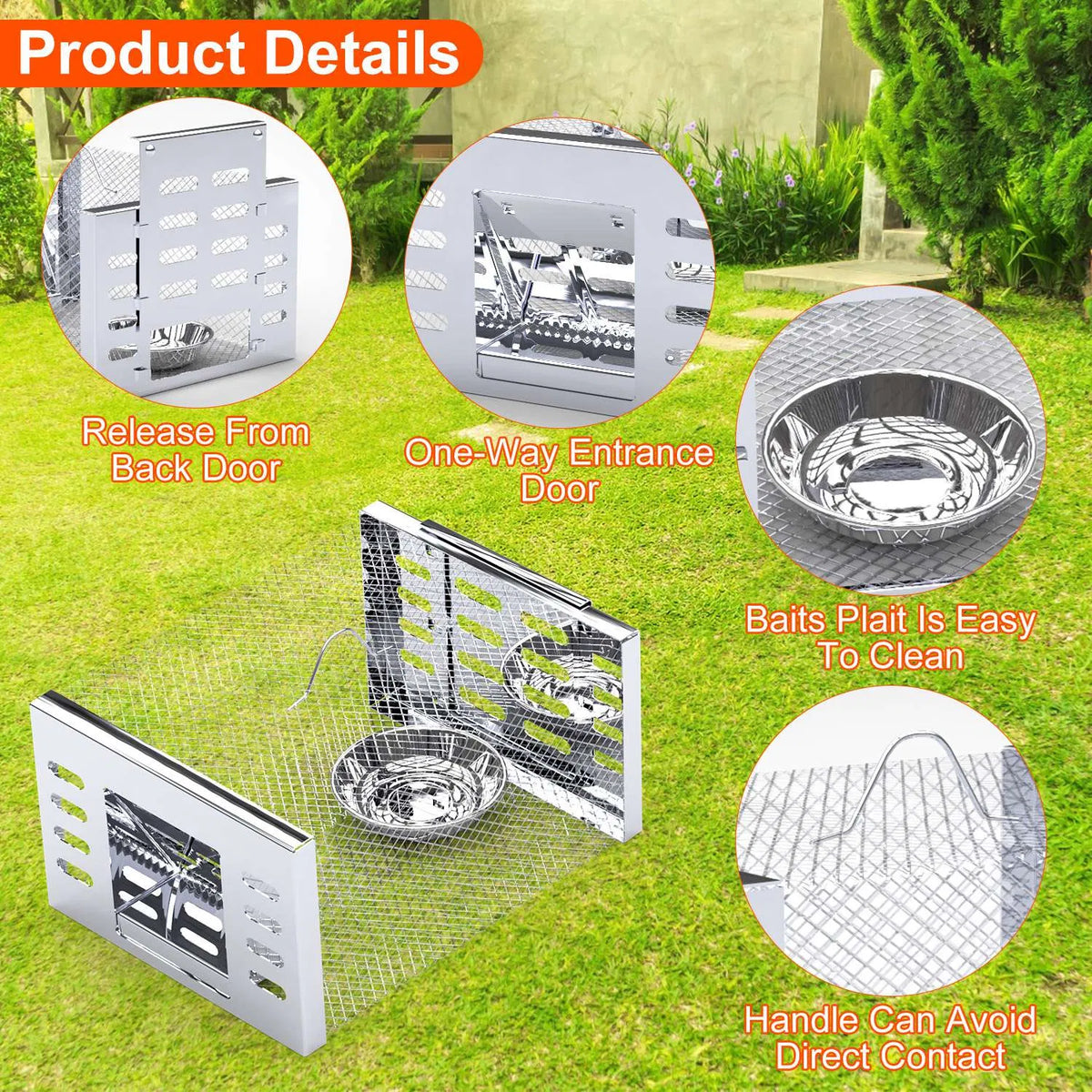 2Pcs Humane Rat Trap Catch and Release Live Mouse Cage Traps with Automatic Continuous Cycle Trapping for Chipmunk Roden