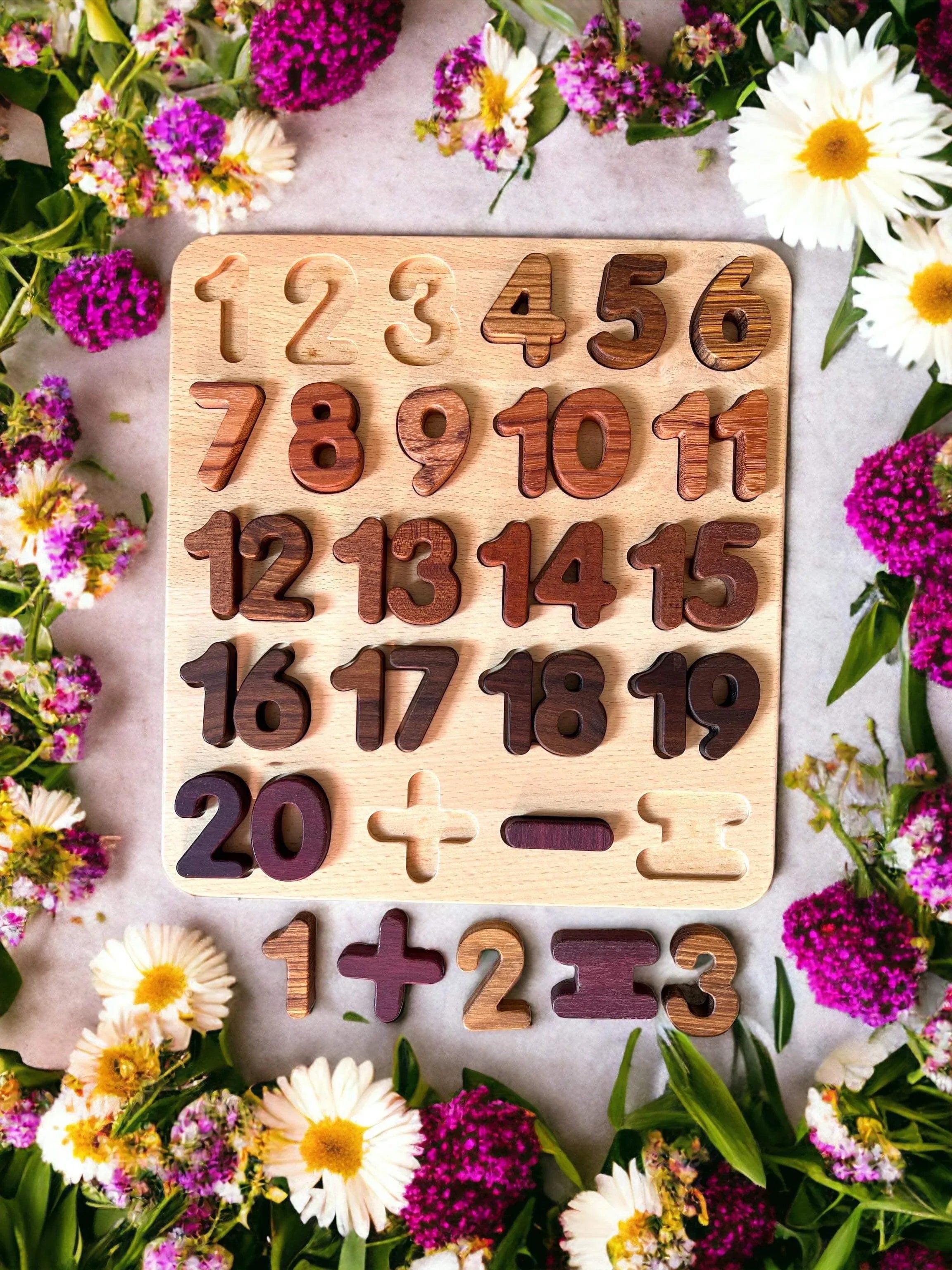 Natural Wooden Alphabet & Numbers Puzzle – Uppercase, Lowercase & Math Options - BIG FRENCHIES