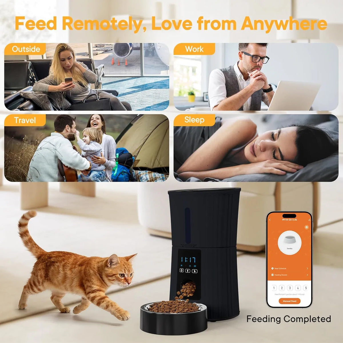 Intelligent feeder, equipped with WiFi application control function, a 4-liter capacity intelligent pet food dispenser s