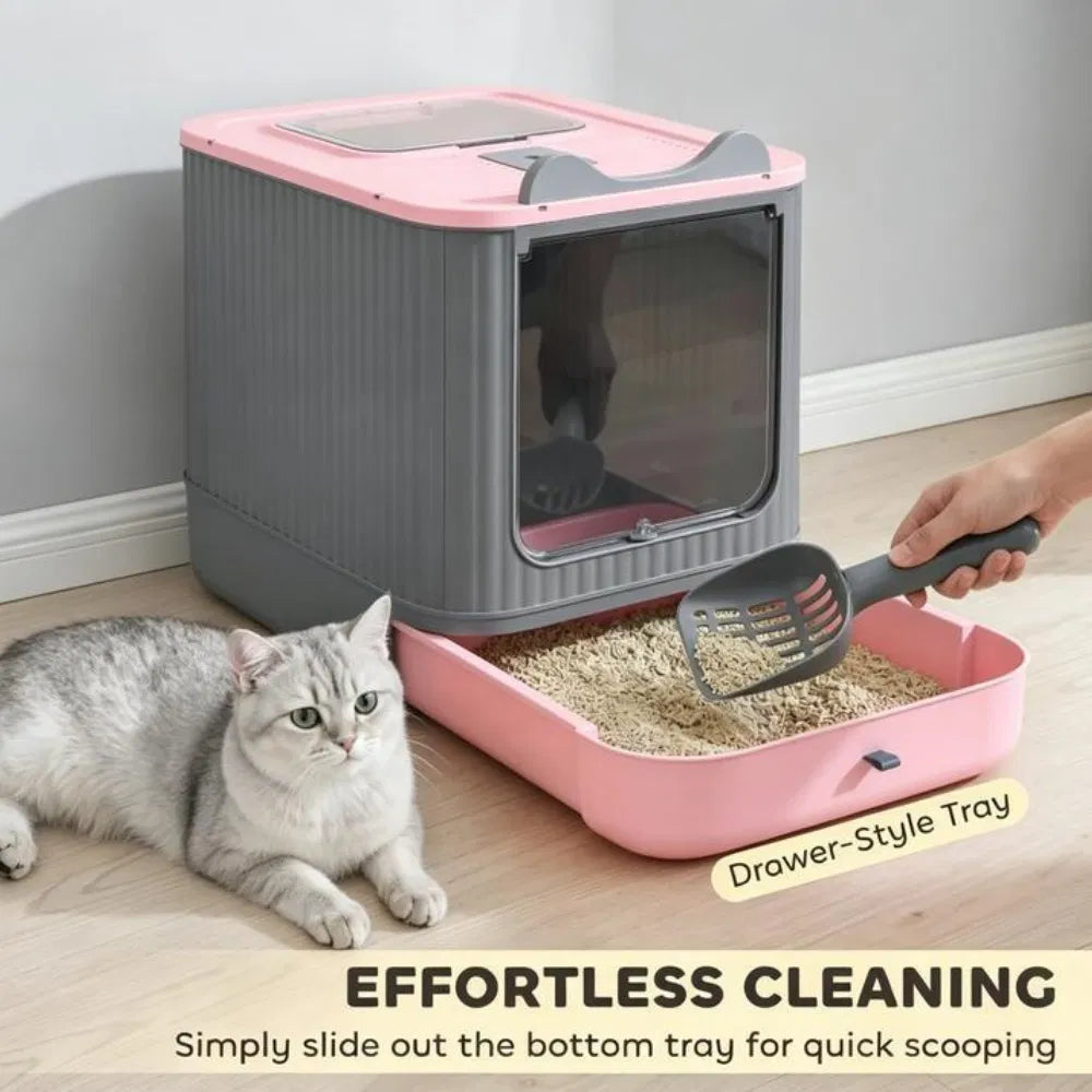 Cat Litter Box with Adjustable Front 17.5 Inches X 13.6 Inches X 15.9 Inches