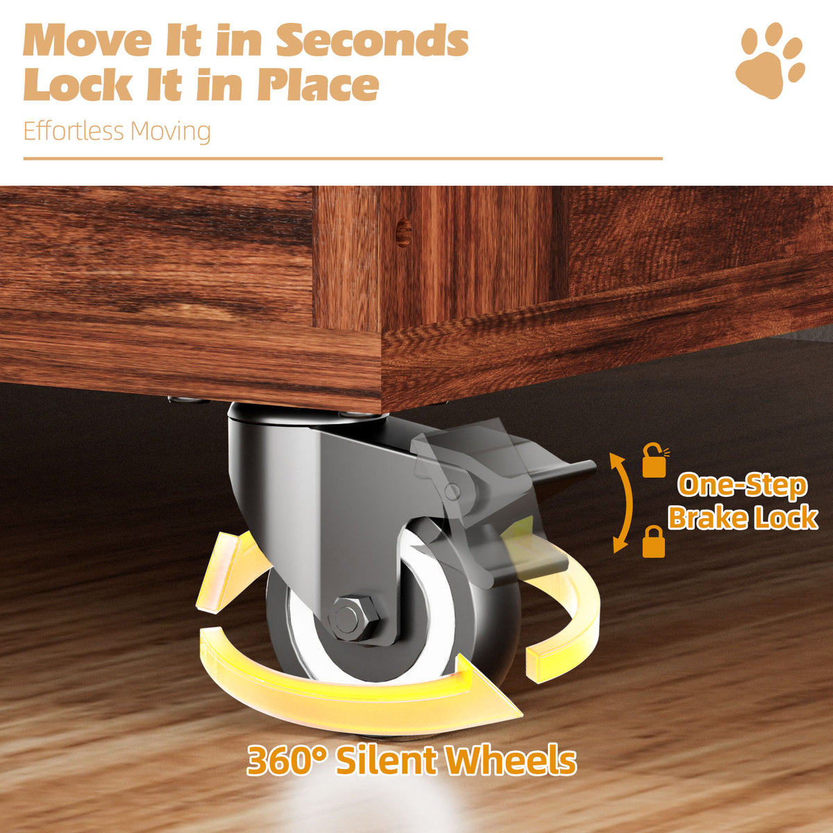 38in Dog Crate Furniture, Double Door Wooden Indoor Dog Kennel Furniture, Decorative Pet Cage End Table With Wheels For 