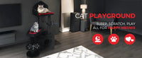 Black Gothic Cat Tree, Multi-Level Spooky Cat Tree with Scratching Posts, Perches, Hammock, and Cat Cave - Black Cat Tow