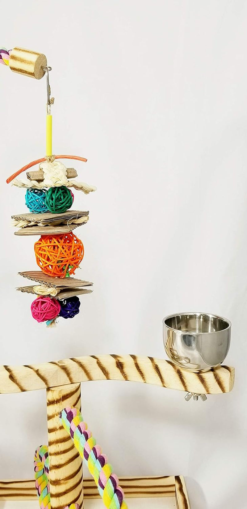 Bird Play Gym Tabletop W Cup, Toy Hanger and Toy, Javan Tigertail Stand- Large - BIG FRENCHIES