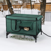 1Pc Waterproof Heated Cat House Outdoor Weatherproof Insulated Kitty Shelter Feral Cat Heating Bed With Heating Pad Anti