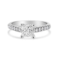 14K White Gold 1 1/5 Cttw 4-Prong Set Princess Diamond Classic Engagement Ring (I1-I2 Color, H-I Clarity) Ring Size 7
