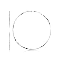 Sterling Silver Large Polished Round Hoop Earrings