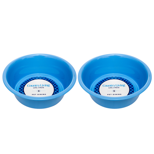Country Living Set of 2 Coated Stainless Steel Heavy Dog Bowls - Ideal for Medium to Large Breeds - BIG FRENCHIES