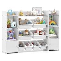 56 inch Large Toy Storage Organizer with 8 Removable Bins and Bookshelf