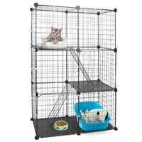 3 Tier Cat Playpen Cage Metal Indoor Cat House Detachable Kitten House With 3 Doors 2 Ladders Large Cat Exercise Place F