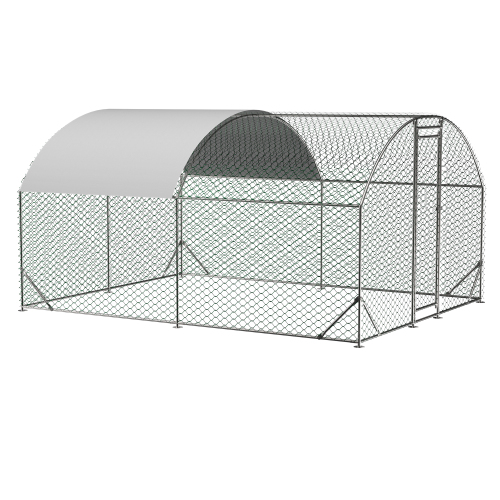 Large Chicken Coop Metal Chicken Run With Waterproof And Anti-UV Cover, Dome Shaped Walk-in Fence Cage Hen House For Out