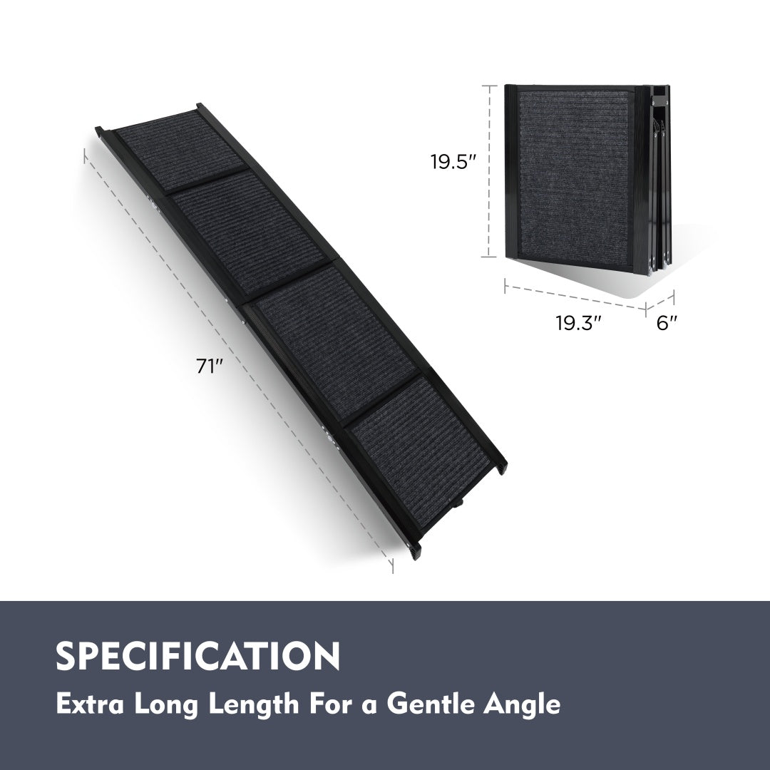 Dog Ramp For Car 71 Long & 19.3 Wide Portable Dog Ramps For Large Dogs With Non-Slip Rug Surface Dog Car Ramp For SUV Ca