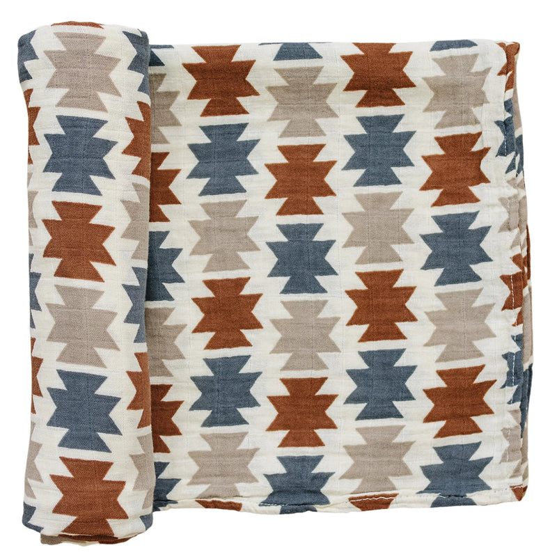 Western Aztec Muslin Swaddle Blanket - BIG FRENCHIES