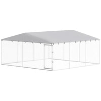 7' Dog Kennel Outdoor For Small Medium Large Dogs With Waterproof Roof, Silver Multiple Packages
