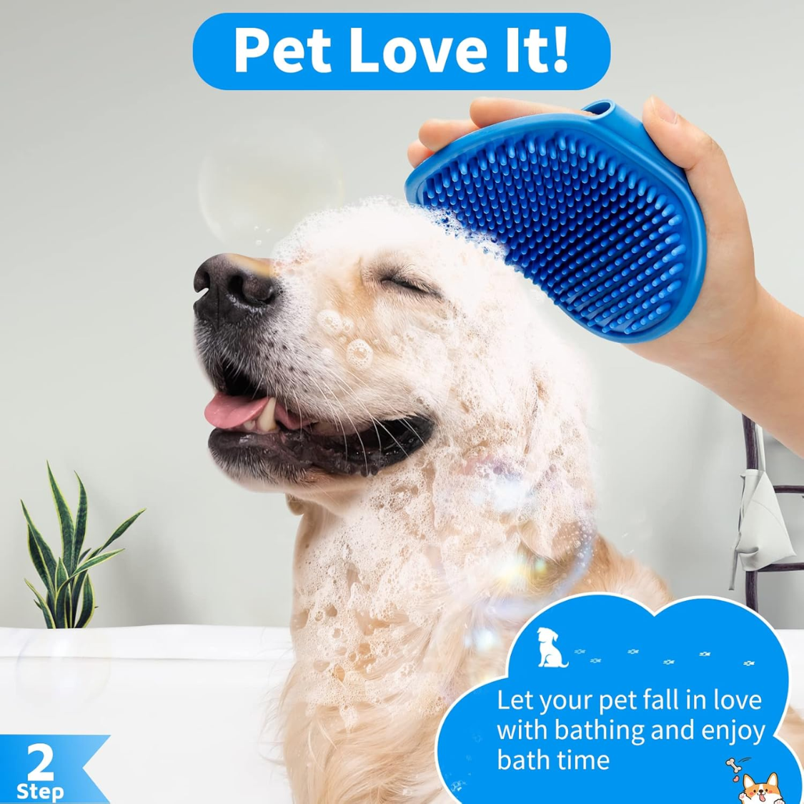 6PCS Dog Bath Brush Dog Toothbrush Adjustable Handle Shampoo Brush Scrubber For Short Long Haired Dogs Cats Effectively 