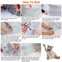 Humane Animal Trap Cage (30.51x11.02x11.81in) - Galvanized Sturdy Wire Mesh, Sensitive Trigger & Dual Doors, Handle Guar